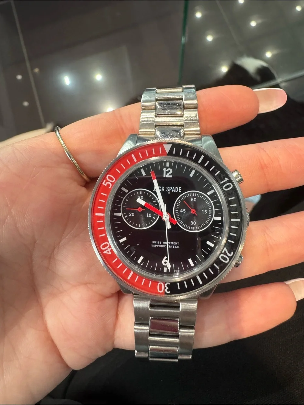 Jack Spade Swiss Movement Chronograph Men's Watch Red/Black Bezel